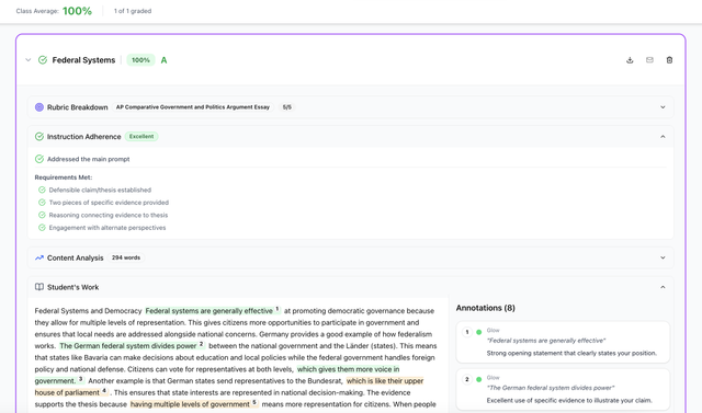AI Grading Interface